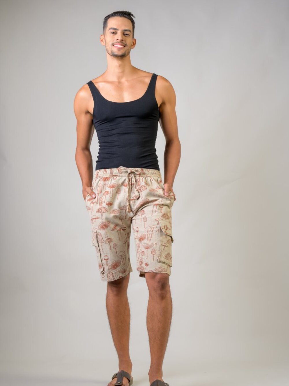 34.) Rhea Mushroom Print Cargo Shorts